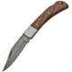 Damascus Lockback Folding Knife, 3.25in Damascus Steel Clip Point Blade, Brown Wood, DM-1180
