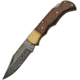 Damascus Lockback Wood Folding Knife, 2.75 Damascus steel clip point blade, Wood handle, DM-1213