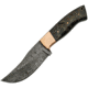 Damascus Ram Copper Skinner Knife, 9in Overall, 4.25in Damascus Steel Skinner Blade, Ram'S Horn Handle, Copper Guard, Brown Leather Sheath, DM-1152