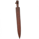 Damascus Roman Delos 23in Sword, 30in Overall, 23in Double Edge Damascus Steel Blade, Brown Sculpted Wood Handle, Brown Leather Belt Sheath, DM-5028