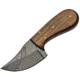 Damascus Short Skinner Walnut Knife, 6in Overall, 3in Damascus Steel Skinner Blade, Walnut Handle, Brown Leather Sheath, DM-1194