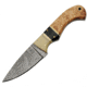 Damascus Skinner Damascus Knife, 8in Overall, 3.5in Damascus Steel Blade, Bone, Horn, Olive Wood Handle, Brown Leather Sheath, DM-1192