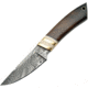 Damascus Skinner Fixed Blade Knife, 4in, Damascus Steel, Walnut Handle DM1099