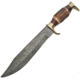 Damascus Stag Bowie Damascus Knife, 16.25in Overall, 10.5in Damascus Steel Clip Point Blade, Stag Bone Handle, Brass Guard, DM-1164
