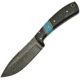 Damascus Turquoise and Horn Skinner Fixed Blade Knife, 4in, Damascus Steel, Standard Edge, Turquoise, Horn Handle DM1147