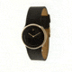 Danish Design Iv11q866 Stainless Steel Mens Watch - Black Leather Band, Pol Gold Case, Black Face