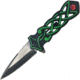 Dark Side Blades Celtic Linerlock A/O Green Folding Knife,3.5in,Stainless Steel,Standard Edge,Black and Satin,Black and Green,Aluminum Handle, DS-A021BG