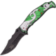 Dark Side Blades Cobra Linerlock A/O Green/Slvr Folding Knife,4in,Stainless Steel,Standard Edge,Black Stonewash,Green and Silver,Aluminum Handle, DS-A032GS
