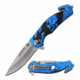 Dark Side Blades DS-A064BL Spring Assisted Knife, 3.25in, 3CR13 Stainless Steel, Drop Point, Steel Blade, Aluminum Handle, Blue/Black, DS-A064BL