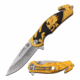 Dark Side Blades DS-A064GD Spring Assisted Knife, 3.25in, 3CR13 Stainless Steel, Drop Point, Steel Blade, Aluminum Handle, Gold/Black, DS-A064GD