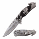 Dark Side Blades DS-A064GY Spring Assisted Knife, 3.25in, 3CR13 Stainless Steel, Drop Point, Steel Blade, Aluminum Handle, Gray/Black, DS-A064GY