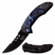 Dark Side Blades DS-A072BL Spring Assisted Knife, 3.6in, 3CR13 Stainless Steel, Skinner, Black Blade, Aluminum Handle, Black/Blue, DS-A072BL