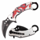 Dark Side Blades DS-A076SRD Spring Assisted Knife, 3in, 3CR13 Stainless Steel, Karambit, Black Blade, Aluminum Handle, Silver/Red, DS-A076SRD