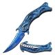 Dark Side Blades Folding Blade, 4in, Stainless Steel Blade, Stainless Steel Blue Titanium Coated Mirror Handle, DS-A019BL