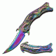 Dark Side Blades Folding Blade, 4in, Stainless Steel Blade, Stainless Steel Rainbow Titanium Coated Mirror Handle DS-A019RB