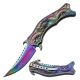 Dark Side Blades Folding Blade, 4in, Stainless Steel Blade, Stainless Steel Rainbow Titanium Coated Mirror Handle, DS-A019RB