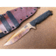 Dawson Knives Mojave 6 Fixed Blade Knife, 11.38in Overall, 6in Arizona Copper Finish Cpm-3V Carbon Steel Blade, Black Sculpted G10 Handle, Serialized, Black Kydex And Brown Leather Sheath, DW63820