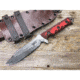 Dawson Knives Mojave 6 Fixed Blade Knife, 11.38in Overall, 6in Hamon Finish Cpm-3V Carbon Steel Blade, Black/Red Sculpted G10 Handle, Serialized, Black Kydex And Brown Leather Sheath, DW03050
