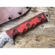 Dawson Knives Mojave 6 Fixed Blade Knife, 11.38in Overall, 6in Hamon Finish Cpm-3V Carbon Steel Blade, Black/Red Sculpted G10 Handle, Serialized, Black Kydex And Brown Leather Sheath, DW03050