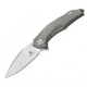 Defcon JK Sharkstooth Framelock Folding Knife, 3.5in Cpm S35Vn SS Spear Point Blade, Silver Matte Finish Titanium Handle, Glass Breaker, Pocket Clip, Stonewash And Satin Blade, TF5219
