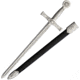 Denix Excalibur Sword Letter Opener with Black synthetic sheath, 8 false edge blade, Silver finish handle, DX3080F