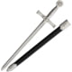 Denix Excalibur Sword Letter Opener with Black synthetic sheath, 8" false edge blade, Silver finish handle, DX3080F