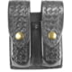 DeSantis Double Magazine Pouches, Beretta 92M, 96M, H&amp;K P7M8, SIG P225, S&amp;W 539, 639, 39-04, 39-06, 909, Brass Snap Closure, Ambidextrous, Basketweave, Black, U41BLEEZ2
