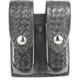 DeSantis Double Magazine Pouches, Beretta 92M, 96M, H&amp;K P7M8, SIG P225, S&amp;W 539, 639, 39-04, 39-06, 909, Nickel Snap Closure, Ambidextrous, Basketweave, Black, U41BLEEZ1