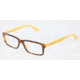Dolce&amp;Gabbana CONTRAST DG3148P Progressive Prescription Eyeglasses 2606-5516 - Havana On Yellow Frame, Clear Lens Lenses