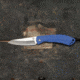 DoubleStar Folding Knife, D2 Tool Steel, 8 inches, Brimstone, Satin Blade Blue Handle, DSKI100-BLSA