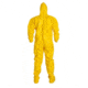 DuPont Tychem 2000 Coveralls w/Standard Hood and Attached Socks, Bound Seams, Yellow, Large CS12 QC122BYLLG00