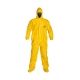 DuPont Tychem QC Yellow MD Coveralls with Standard Fit Hood, Elastic Wrists w/ Attached Socks, Case of 4