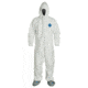 DuPont Tyvek 400 Coverall w/Respirator Fit Hood and Attached Skid-Resistant Boots, Elastic Wrists, Waist, White, M, Case of 25, TY122SWHMD00