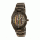 Earth Cypress Multi-Colored Skateboard Wood Dial Leather-Band Watch w/Date, Multicolor ETHEW4002
