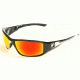 Brazeau Safety Glasses - Black Frame, Aqua Precision Red Mirror Lens XBAP119