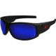 Edge Eyewear Caraz Torque Safety Glasses - Matte Black Frame with Red E Logo / Blue Mirror Lenses, One Size, HZ138