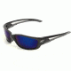 Edge Eyewear Kazbek XL Safety Glasses - Black Frame, Blue Mirror Lens SK-XL118