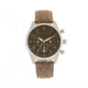 Elevon Curtiss Leather-Band Watch W/ Date, Silver/Brown, ELE104-2