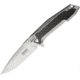 Elite Tactical Framelock Folding Knife, 3.75in Stonewash 8Cr13Mov SS Drop Point, Stonewash SS Handle With Carbon Fiber Inlay, Thumb Stud, ET-1018SW