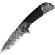 ElitEdge Damascus Etched Black A/O Folding Knife, 4.5in Closed, 3.5in, Damascus Etched Blade, Black Stainless Handle, 10-A54BKD