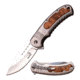 Elk Ridge Folding Blade, 3.5in, Stainless Steel Blade, Stainless Steel Burl Wood Insert Handle ER-A014BU