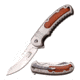 Elk Ridge Folding Blade, 3.5in, Stainless Steel Blade, Stainless Steel Light Brown Pakkawood Insert Handle ER-A014LW