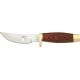 Elk Ridge Small Hunter Fixed Blade Knife, 3.625in, Mirror Polished Stainless, Brown Rich Grain Wood Handle ER050