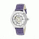 Empress Godiva Automatic Mother-Of-Pearl Skeleton Dial Leather-Band Watch, Silver/Purple, Standard EMPEM1105