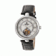 Empress Stella Semi-Skeleton Leather Band Watch, White/Black EMPEM2101