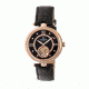 Empress Stella Semi-Skeleton Leather Band Watch, Black/Black EMPEM2105