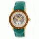Empress Victoria Automatic Wood Bezel Skeleton Dial Leather-Band Watch, Gold/Silver/Turquoise, Standard EMPEM1703