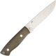 Enzo Trapper 115 Fixed Blade Elmax Fixed Blade Knife, 4.5in, Standard Edge, Satin, Green, Canvas Micarta Handle BRI2066