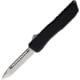 EOS Harpoon OTF Tanto Automatic Folding Knife, 5.38in Closed, 3.75in Stonewash CPM-20CV Stainless Tanto Blade, Black Anodized Aluminum Handle, AUTO BLACK AND SATIN TANTO