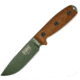 Esee Model 4 OD Green Blade Natural Knife, 4.5 OD green powder coated 1095HC steel blade, Natural canvas micarta handle, 4POD-011